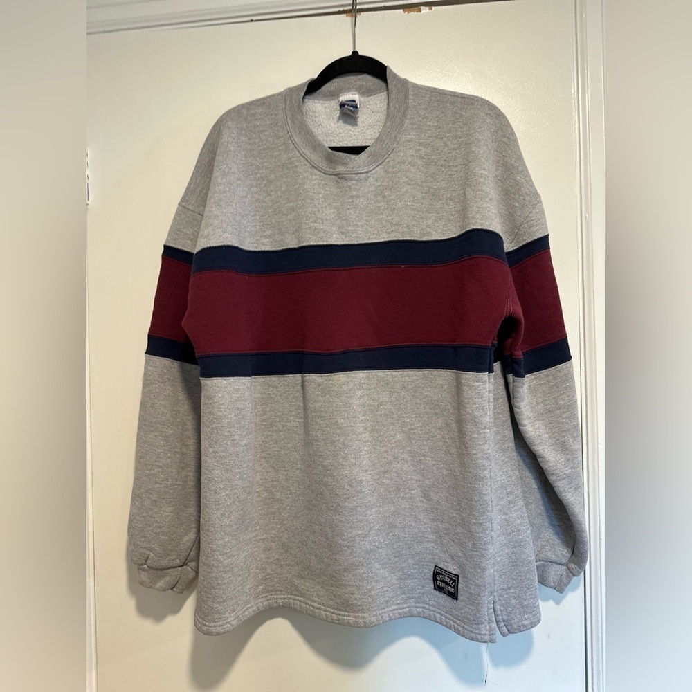 VTG 80s/90s Russell Athletic Sweatshirt Men XL Gray Colorblock Striped.